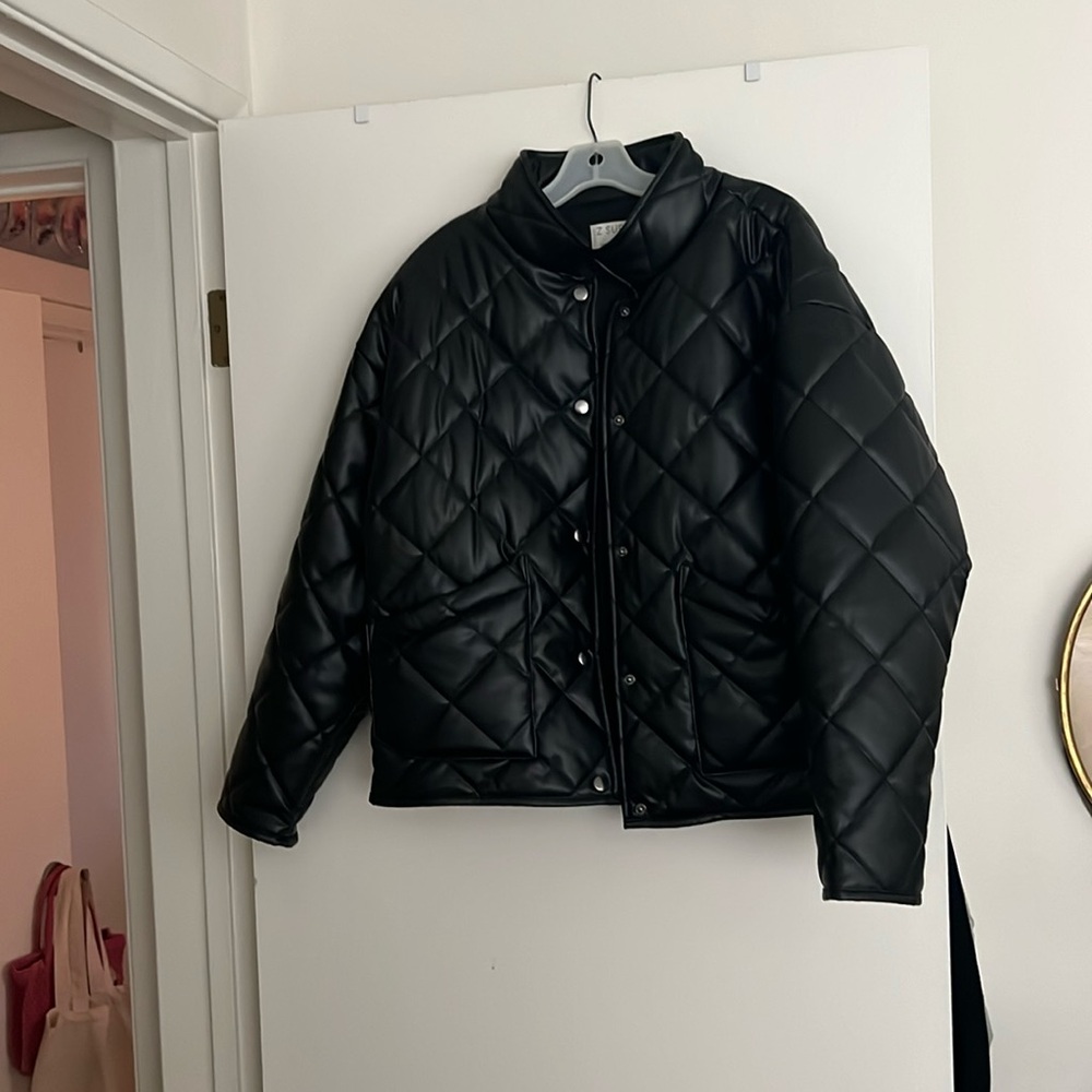 Black leather jacket worn once